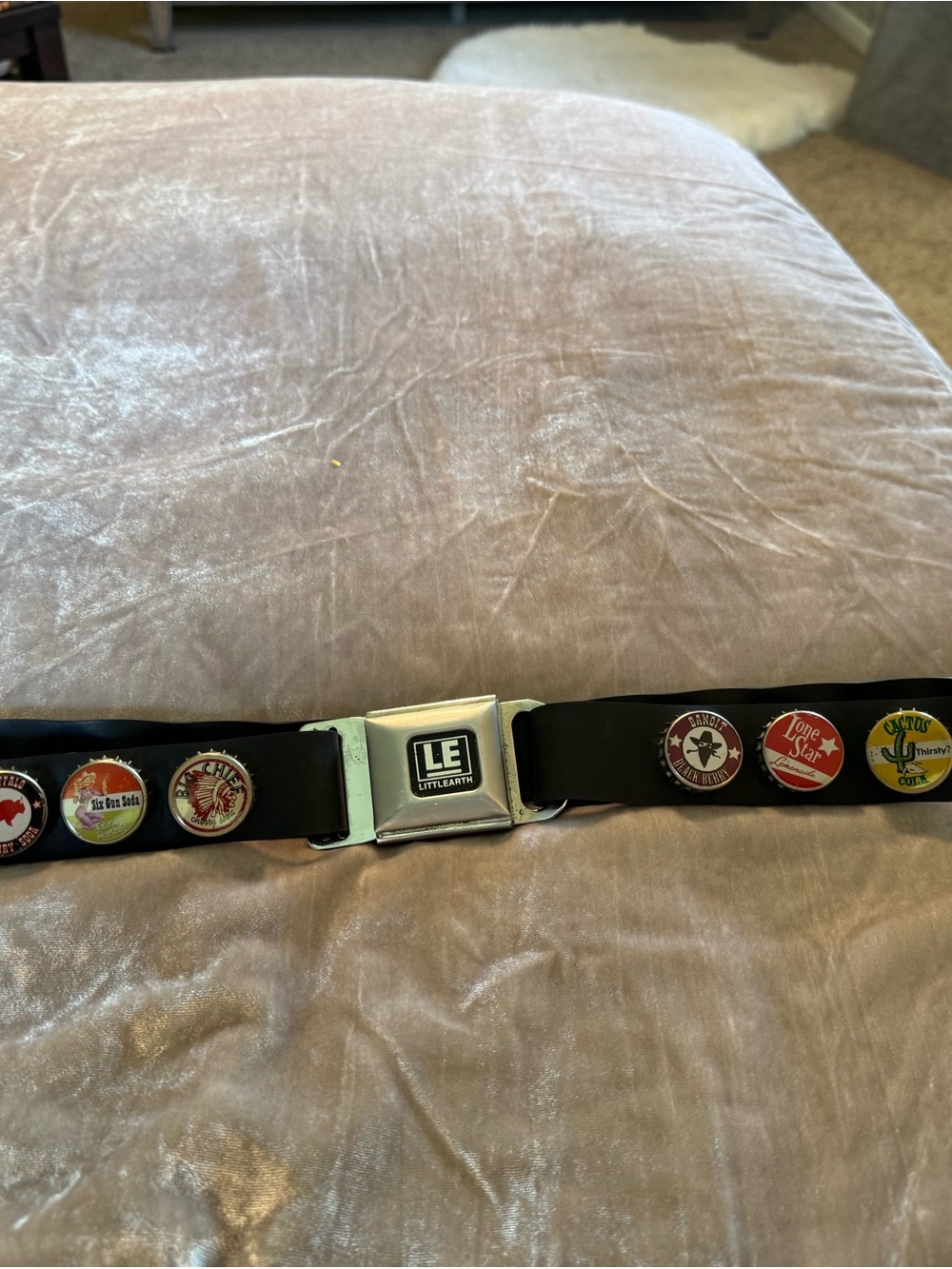 Little Earth Black Belt with Multi-Color Bottle Cap Accents